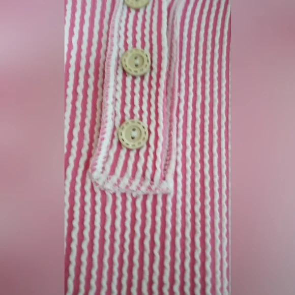 Pink Striped Ribbed Button-Up Top - Picture 4 of 5
